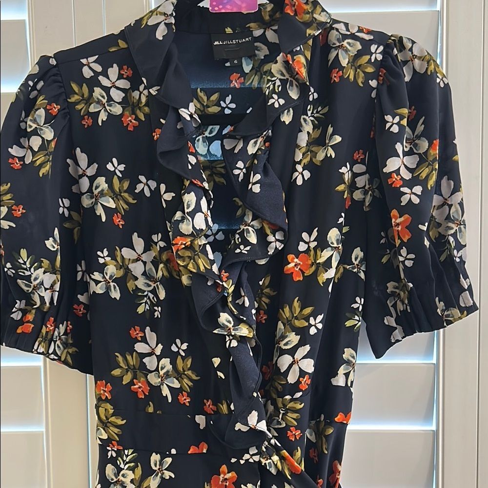 Jill Stuart Ruffle Floral Wrap Dress Sz 6 - Picture 4 of 8